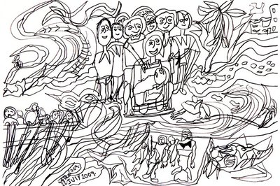 Carol Chilcott's drawings of Tempest rehearsals
