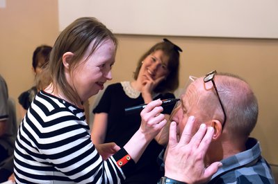 Sarah, Charlotte and Andy at Arnolfini event